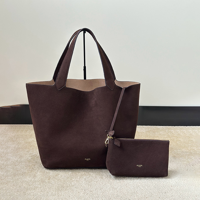 alaia le cabas large soft textured leather shopping tote handbag